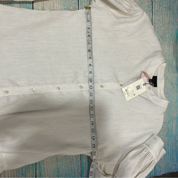 NWT Alex Marie Benson Linen Banded Button Long Slv Striped Dress Size 6 - Picture 10 of 13